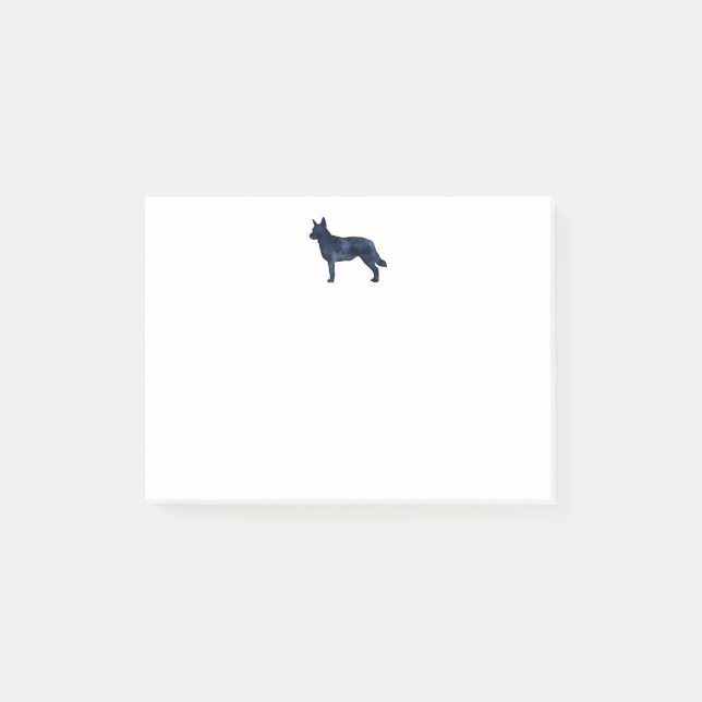 Blue Heeler Hund Silhouette Black Watercolor Post-it Klebezettel (Vorderseite)
