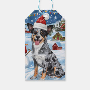 Blue Heeler Hund Winterwunderland Weihnachtsfreude Geschenkanhänger