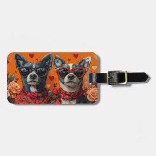 Blue Heeler mit Herz Rosen Valentinstag Gepäckanhänger