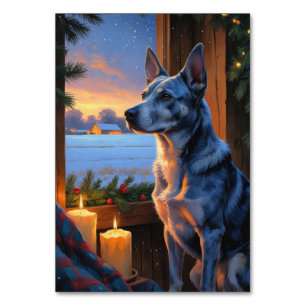 Blue Heeler mit Weihnachtslicht Urlaub Tischnummer