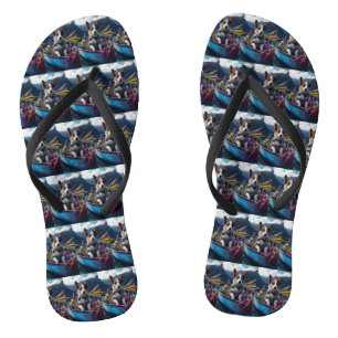 Blue Heeler on a Paddle: Ein Landschaftliches Aben Flip Flops