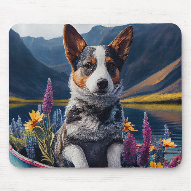 Blue Heeler on a Paddle: Ein Landschaftliches Aben Mousepad (Vorne)