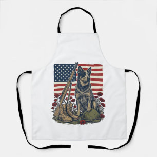 Blue Heeler Patriotisches Gedenk-Vintage-Stich S Schürze