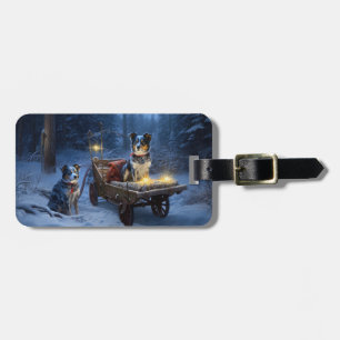 Blue Heeler Snowy Sleigh Weihnachtsdekor Gepäckanhänger