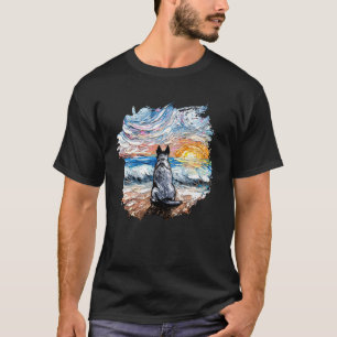 Blue Heeler Sternennacht Kunstwerk Cattle Dog Lieb T-Shirt