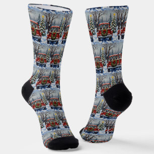 Blue Heeler Weihnachten Roter LKW Urlaub Socken