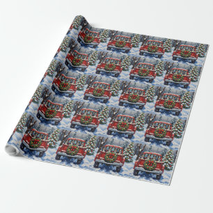 Blue Heeler Weihnachten Rotes Lastwagen Ferien Geschenkpapier
