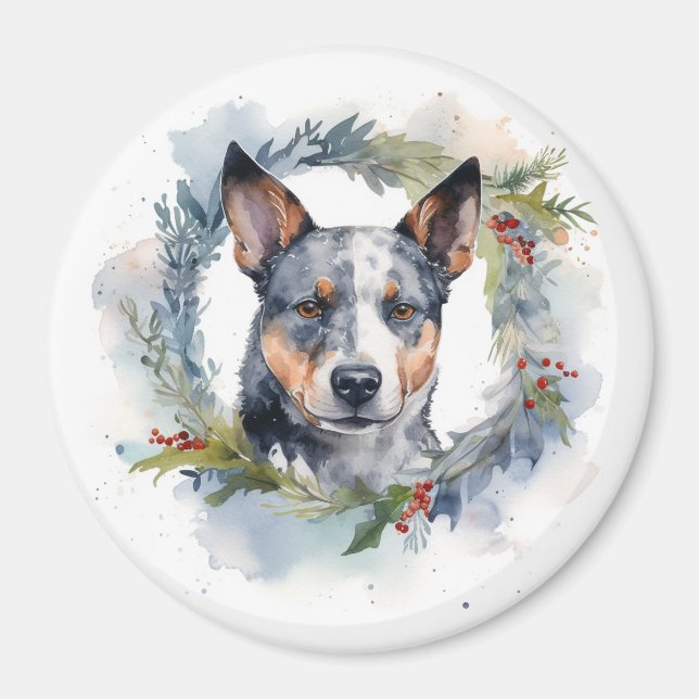 Blue Heeler Weihnachtsfeier Festliche Jungfrau Magnet (Vorne)