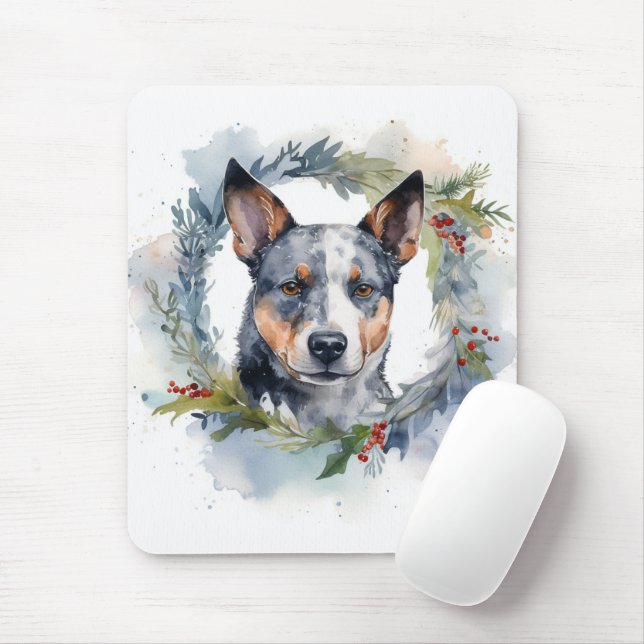 Blue Heeler Weihnachtsfeier Festliche Jungfrau Mousepad (Mit Mouse)