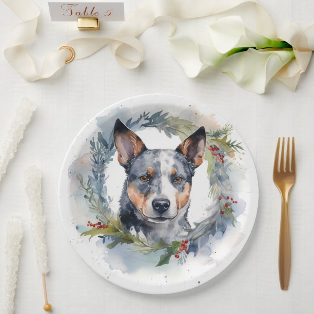 Blue Heeler Weihnachtsfeier Festliche Jungfrau Pappteller (Hochzeit)