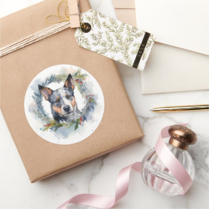 Blue Heeler Weihnachtsfeier Festliche Jungfrau Runder Aufkleber