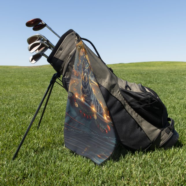 Blue Heeler Weihnachtsfest Reise Golfhandtuch (Gras)