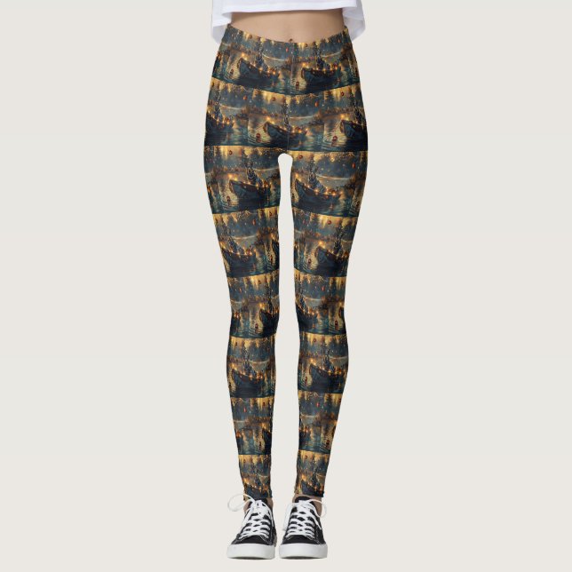 Blue Heeler Weihnachtsfest Reise Leggings (Vorderseite)