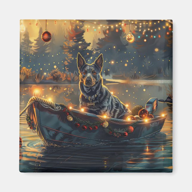 Blue Heeler Weihnachtsfest Reise Magnet (Vorne)