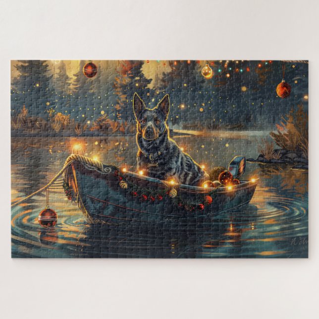 Blue Heeler Weihnachtsfest Reise Puzzle (Horizontal)