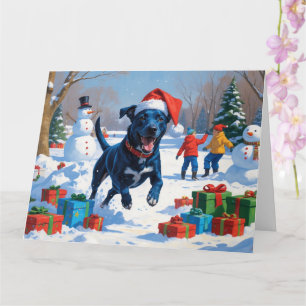 Blue Heeler Weihnachtsfest Schneeszene Karte