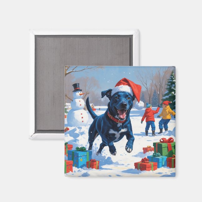 Blue Heeler Weihnachtsfest Schneeszene Magnet (Vorderseite/Rückseite)