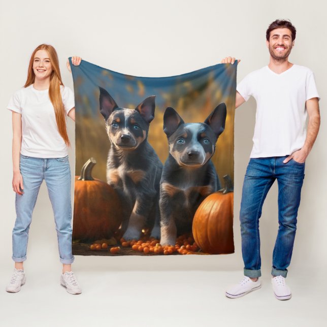 Blue Heeler Welpe Autumn Delight Pumpkin Fleecedecke (Beispiel)