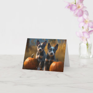 Blue Heeler Welpe Autumn Delight Pumpkin Karte