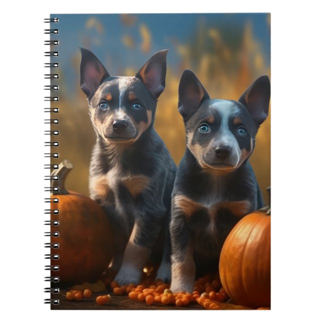 Blue Heeler Welpe Autumn Delight Pumpkin Notizblock (Vorderseite)