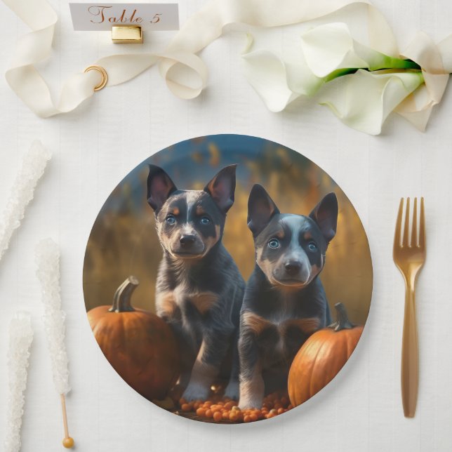 Blue Heeler Welpe Autumn Delight Pumpkin Pappteller (Hochzeit)