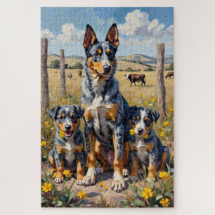 Blue Heeler Wild Field Kunst Puzzle