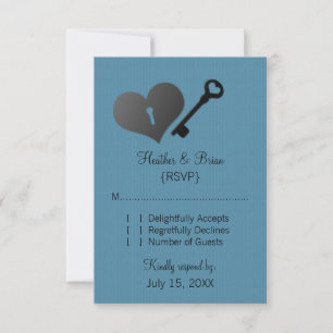 Blue Heft Lock und Key Response Card RSVP Karte
