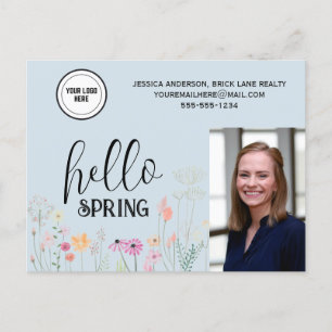 Blue Hello Spring Realty Werbeaktion Postkarte