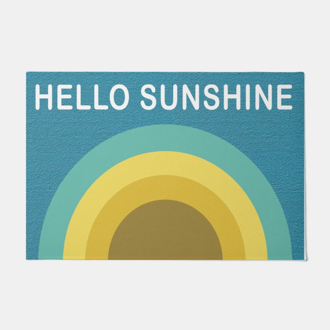 Blue Hello Sunshine Doormat, Housewärming Fußmatte (Vorderseite)