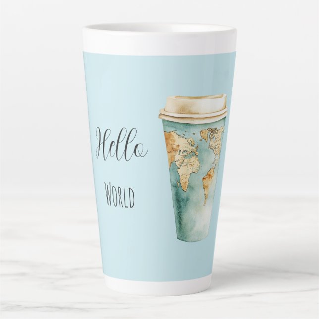 Blue Hello World Coffee Cup Milchtasse (Vorderseite)