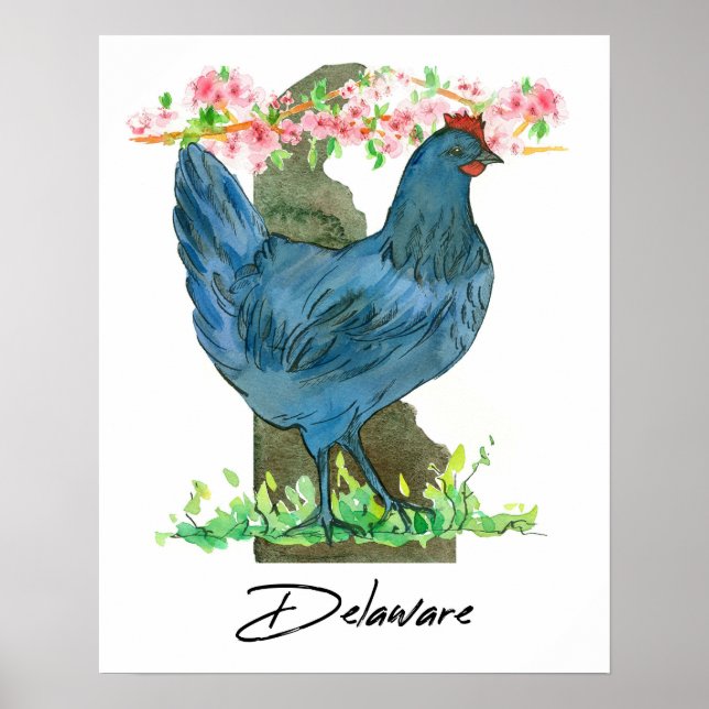 Blue Hen Huhn Delaware Staatsform Poster (Vorne)