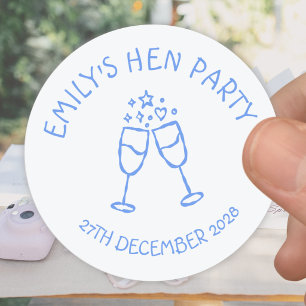 Blue Hen Party Junggesellinnenabschied Toast Runder Aufkleber