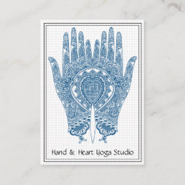 Blue Henna Hands Yoga Studio Business Card Visitenkarte