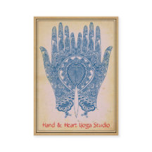 Blue Henna Hands Yoga Studio Geschäftskarte
