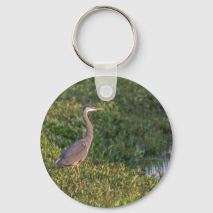 Blue Heron Button Schlüsselanhänger