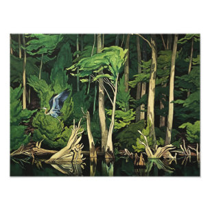 Blue Heron Canadian Malerei von A J Casson Fotodruck