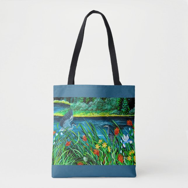 Blue Heron Couple Tote Bag (Vorderseite)