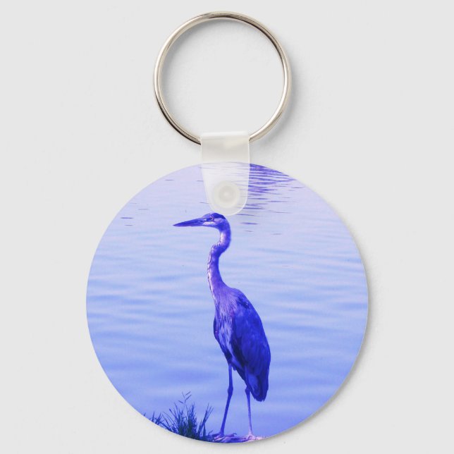 Blue Heron Egret Schlüsselanhänger (Vorderseite)