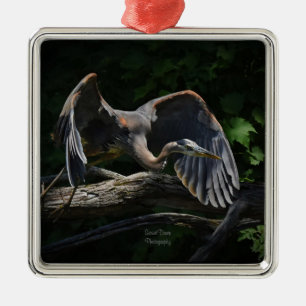 Blue Heron Flight Ornament Aus Metall