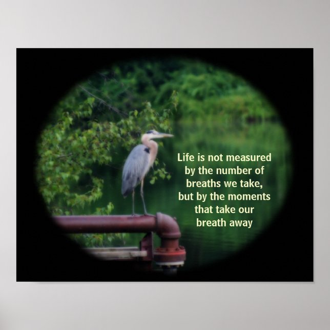 Blue Heron Inspiration Life Zitat Poster (Vorne)