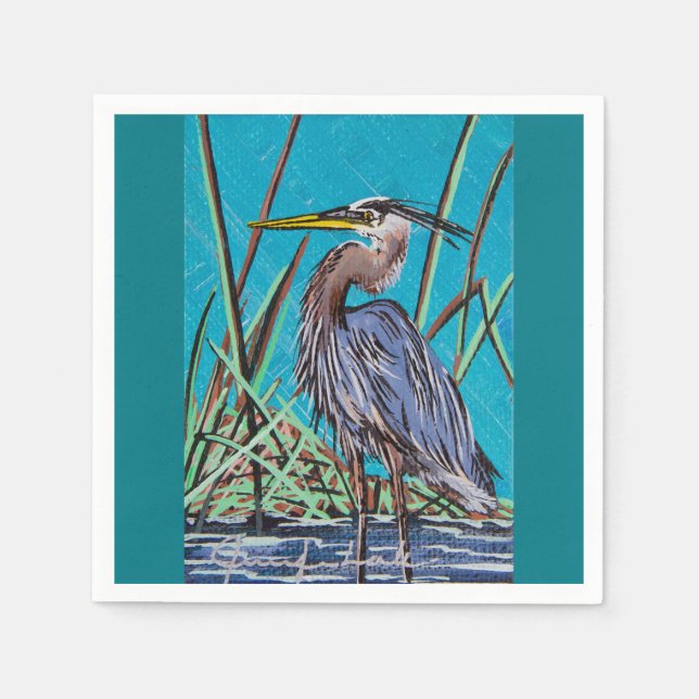 Blue Heron Malheur Bird Refuge Napkins Serviette (Vorderseite)