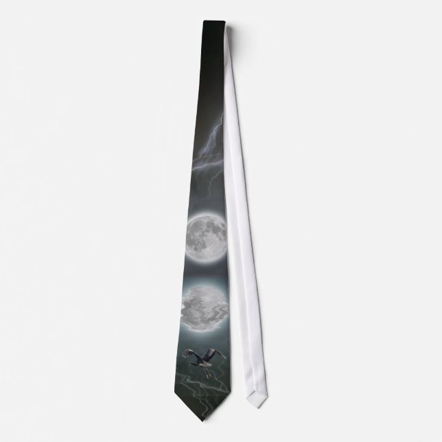 Blue Heron & Moon Wildlife-lover's NeckTie Krawatte (Vorderseite)