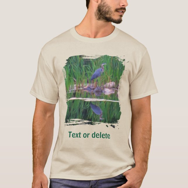 Blue Heron Reflections Animal Painting  T-Shirt (Vorderseite)