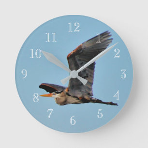 Blue Heron Runde Wanduhr