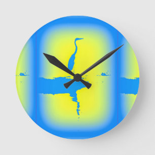 blue heron runde wanduhr