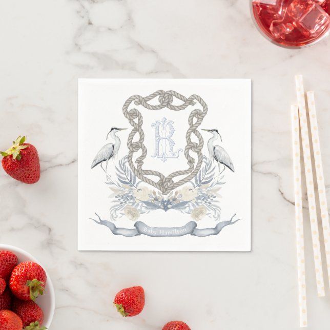 Blue Heron Seil Monogrammwappen Serviette (Beispiel)