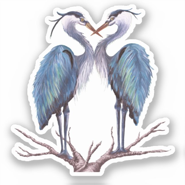 Blue Heron Vinyl Sticker (Vorderseite)