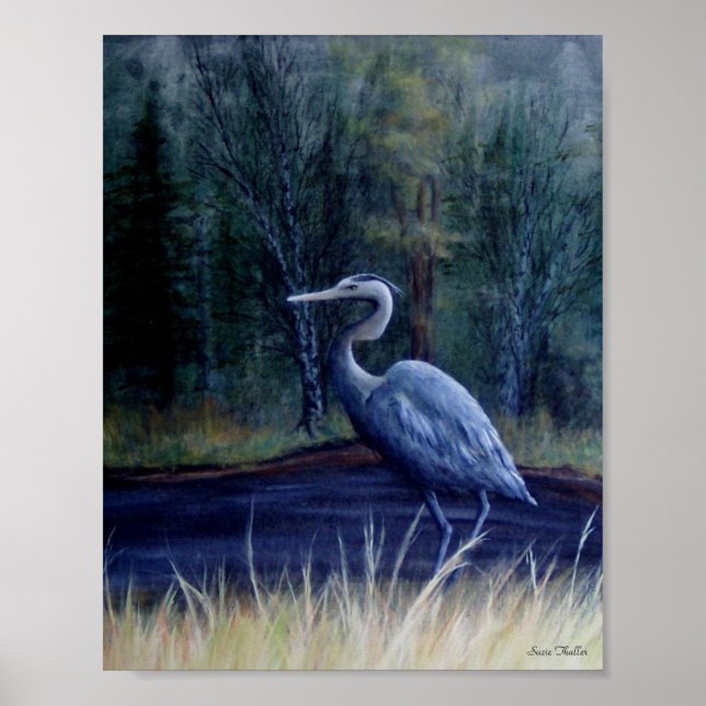 Blue Heron von Suzie Thaller Poster (Vorne)