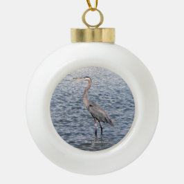 Blue Heron Wasserball oder Schneeflocke Keramik Kugel-Ornament