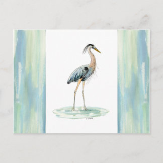 Blue Heron Wasserfarbe Postkarte